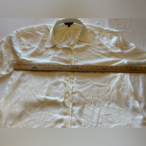 Banana Republic Ivory Button Down Tunic Shirt XL Lightweight Casual Blouse - Picture 6 of 9